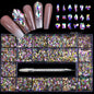 21 Grid Nail Art Rhinestone Set - Multi-Style Flat Bottom Glass Diamonds