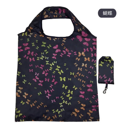 Foldable Reusable Grocery Tote Bag, Lemon Print Eco-Friendly Travel & Beach Pouch