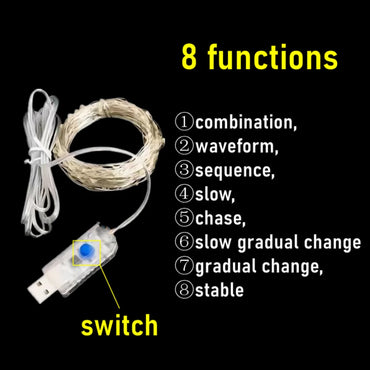 USB Powered Silver Wire Fairy Lights - Waterproof LED String Lights (1–20 m / 3.3–65.6 ft) Warm White Multicolor for Christmas, Wedding & Party
