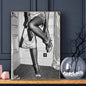 Modern Luxury Fashion Black White Art Heels Champagne Retro Poster Sticky Wall Art Printing Waterproof Home Living Bed Room Bar