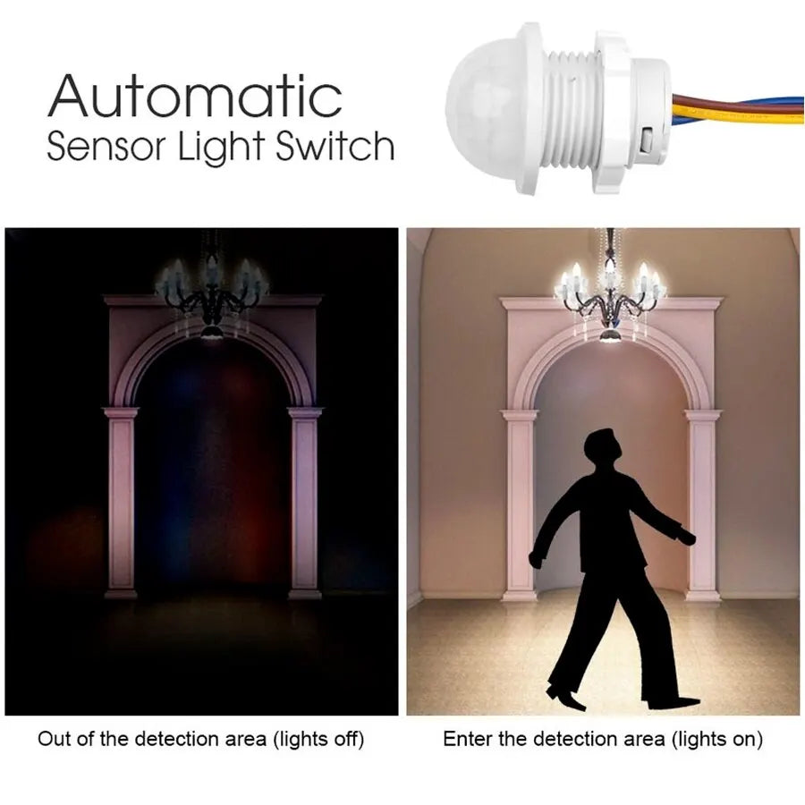 Smart PIR Sensor Detector Switch 110V 220V Human Body Infrared Auto On Off Light For LED Lamp Ceiling Light Panel Lights