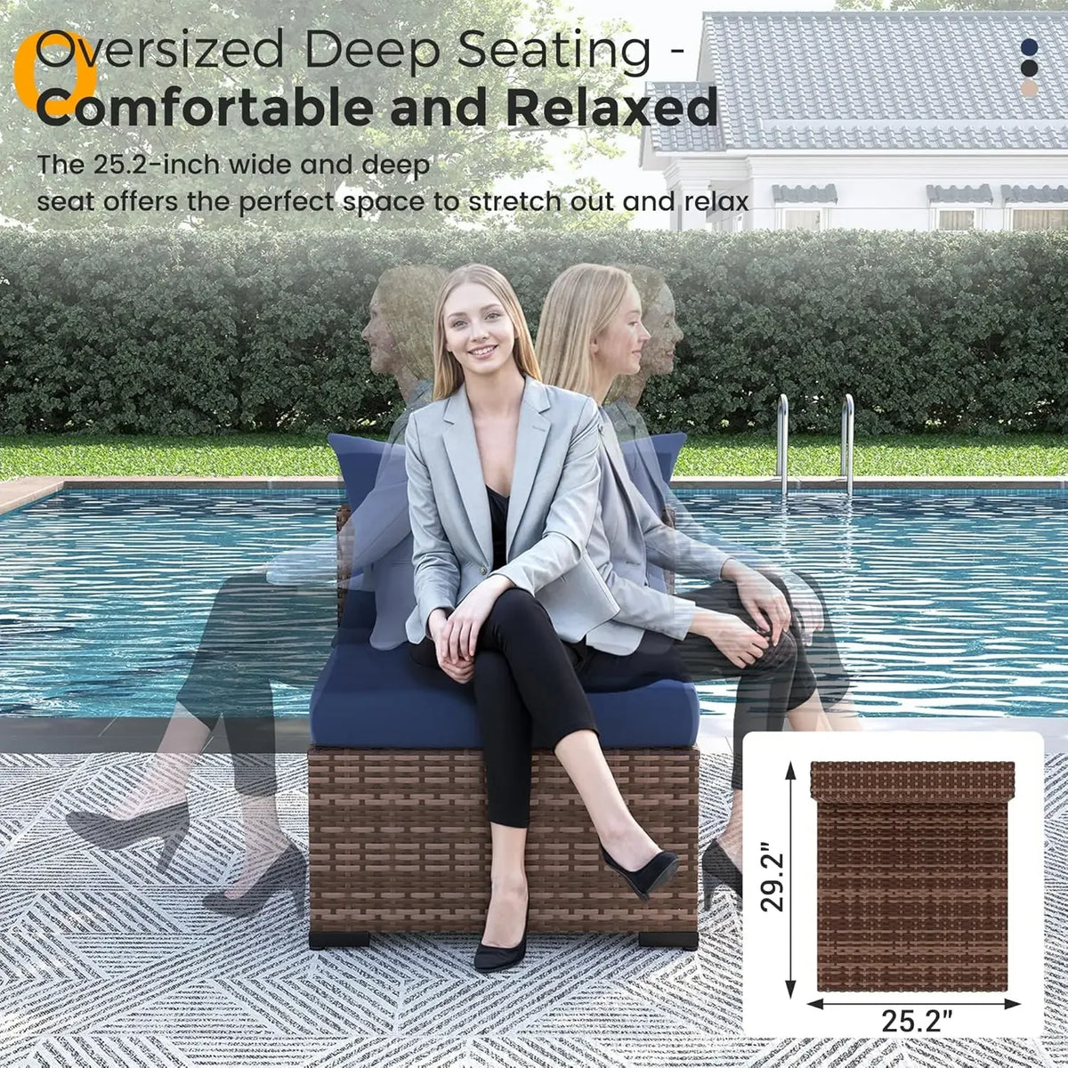 Furniture Set with Fire Pit Table, 8 Piece Sectional Sofas, All-Weather Wicker Conversation for Garden, Backyard,, Customized