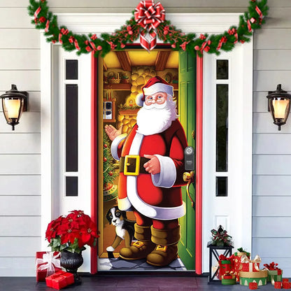 Printed Door Curtain Hanging Decoration – Halloween Ghost & Pumpkin, Christmas Reindeer – Polyester Party Entrance Ornament, 91×203cm, 4 Designs