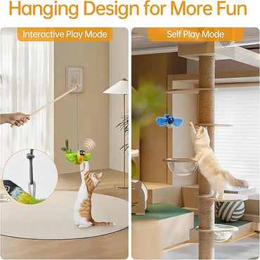 Interactive Bird Cat Toy with Chirping Sound & Catnip – Hanging Plush Teaser for Indoor Cats