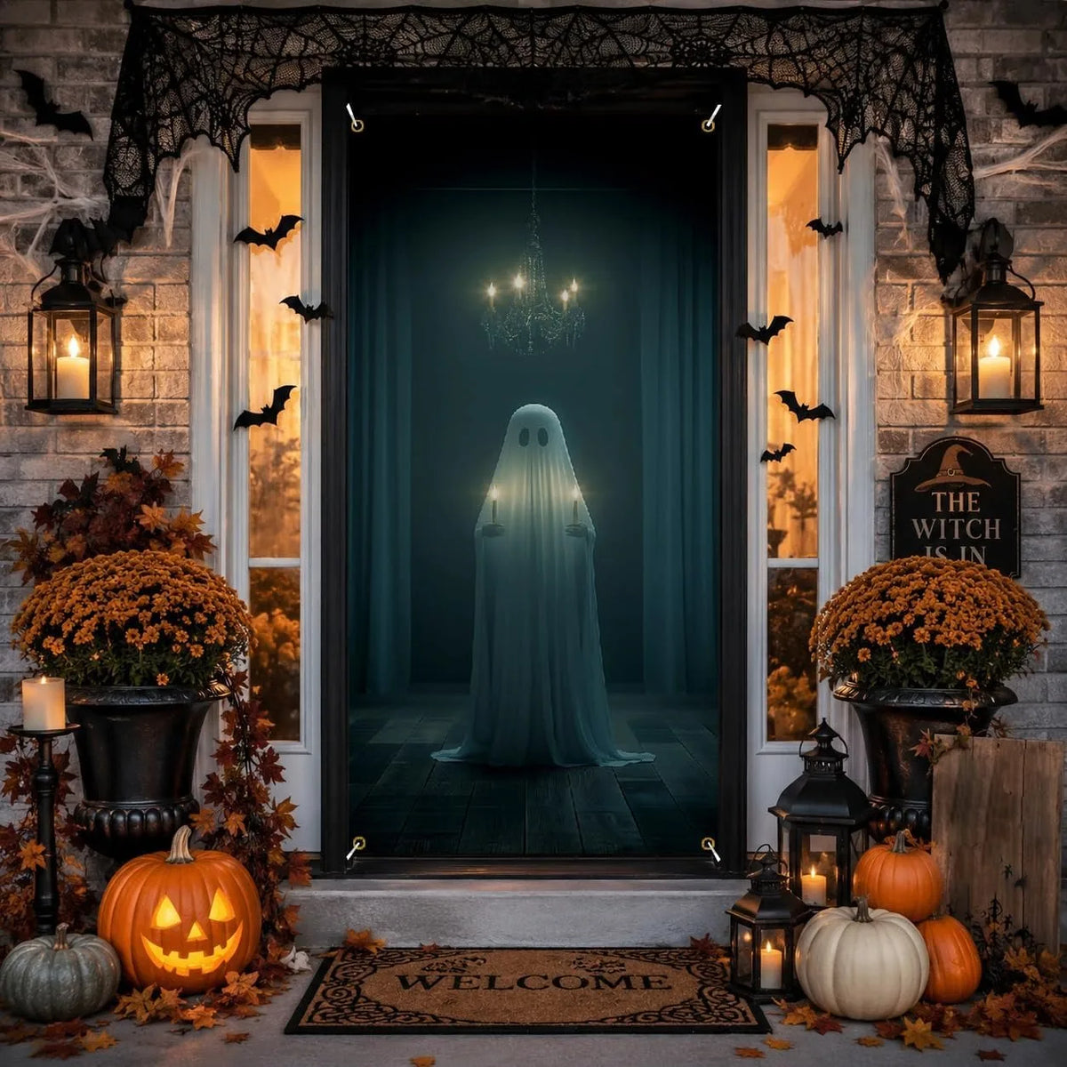 Halloween Ghost Door Banner - 90 x 180 cm