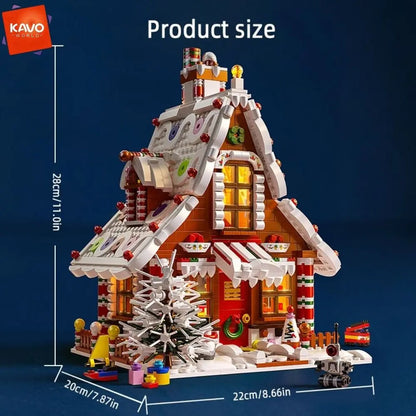 KAVOWORLD Christmas Gingerbread House Building Blocks Set – 1,614 Pieces with LED Lights