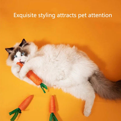 Squeaky Carrot Cat Toy – Bite-Resistant Kitten Teething Stick for Interactive Self-Play