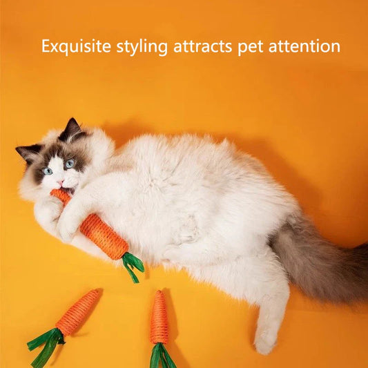 Squeaky Carrot Cat Toy – Bite-Resistant Kitten Teething Stick for Interactive Self-Play