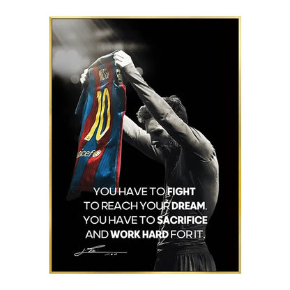 Football Soccer Star Messi Ronaldo Poster Motivational Quotes Decorative Paintings Canvas Wall Art Pictures Bedroom Home Decor