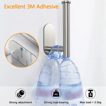 No-Drill SUS304 Stainless Steel Toilet Paper Holder – Self-Adhesive Wall-Mount Tissue Roll Dispenser for Bathroom & Kitchen