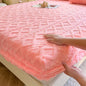 Winter Coral Fleece Fitted Sheet with Elastic Skirt - Thick Fluffy Warm Mattress Cover (Single/Queen/King)