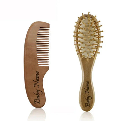 Personalized Wooden Baby Brush – Custom Name Wool Comb for Kids