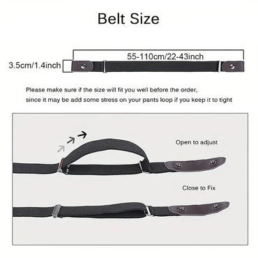 Elastic Woven Invisible Seamless Adjustable Jeans Belt – Unisex Casual Waistband