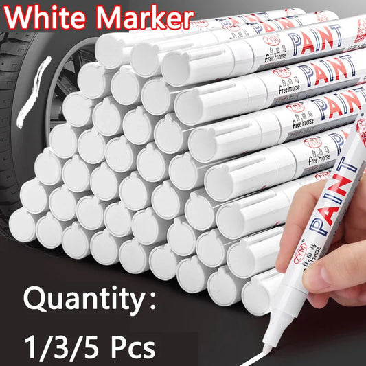 White Opaque Oily Waterproof Gel Marker Pen - Multi Nib Sizes 0.8/1.0/2.0/2.8mm for DIY, Graffiti, Sketching