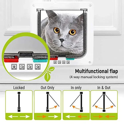 Pet Flap Door with 4-Way Security Lock — ABS Plastic Cat & Small Dog Door Kit