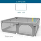Light Gray Baby Playpen with Pull Ring - Play Yard & Ball Pit Safety Fence for Toddlers