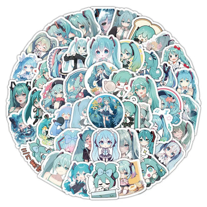 100pcs Hatsune Cute Miku Stickers Pack Waterproof Phone Case Cartoon Journaling Stationery Kawaii Packaging Laptop Sticker