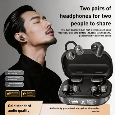 2026 New Bluetooth 6.0 Ear-Clip Headphones 4 Earbuds In-Ear & Open Ear Design 2.6g Ultra-Light Audífonos with AI Noise Reduction