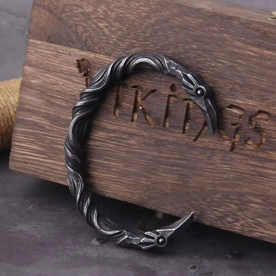 Viking Raven Cuff Bracelet in 316L Stainless Steel