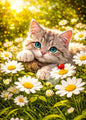 Cute Kittens Various Scenes Poster Funny Baby Cat in Daisy Field Watching Sunset on Beach Sleeping Canvas Print for Home Decor