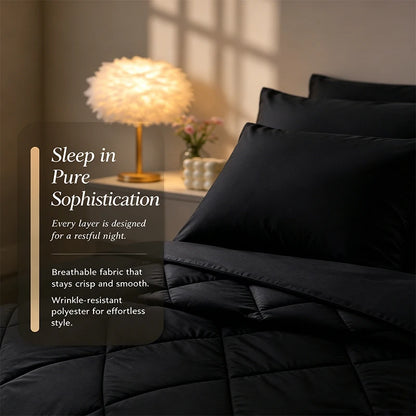 easYum Brushed Polyester Bedding Set - 7-Piece Quilted Comforter Set with Duvet Covers, Bed Sheet & Pillowcases, Twin/Full/Queen/King