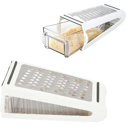 Stainless Steel Double-Sided Vegetable & Cheese Grater with Catch Container