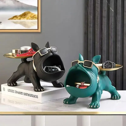 Resin Bulldog Statue With Zinc Alloy Handcrafted Pet Decor Figurine for Home Desk Bookshelf Men Women Storage Key Holder Jewelry