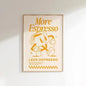 More Espresso Less Depresso Coffee Wall Art Print