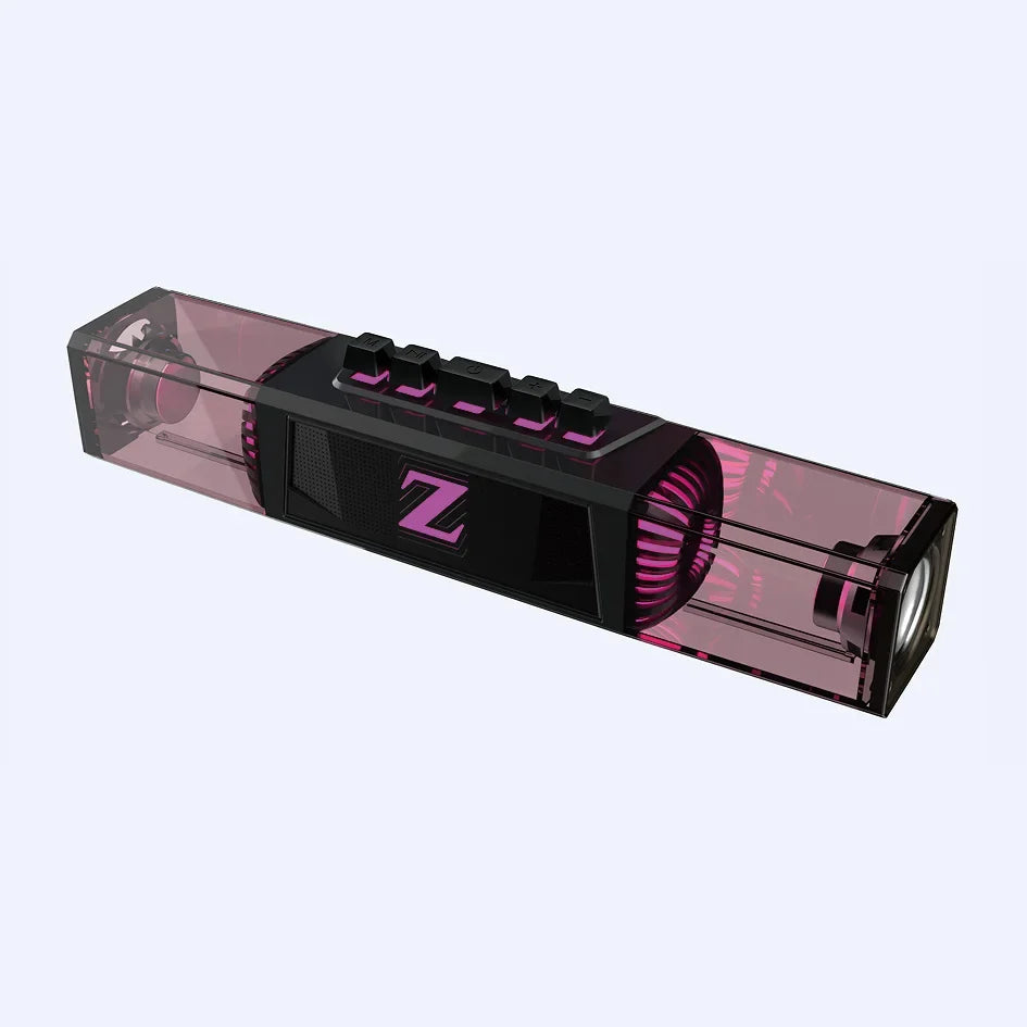 Computer speakers for desktop/laptop with Bluetooth/wired connectivity and dual-mode for gaming/music, featuring microphone.