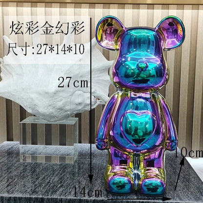 27/cm Ceramic Cartoon Teddy Bear Figurine Love Bear Ornament Living Room Small Piggy Bank Wine Cabinet Desktop Home Decoration