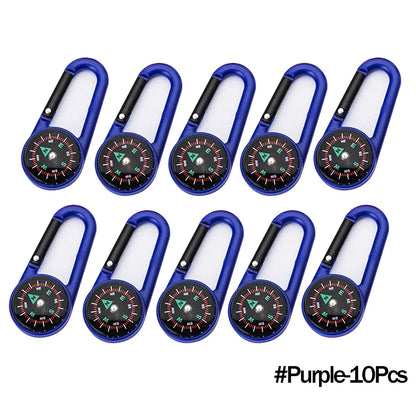 Mini Compass Carabiner Keychain — Camping & Hiking Backpack Buckle Survival Tool
