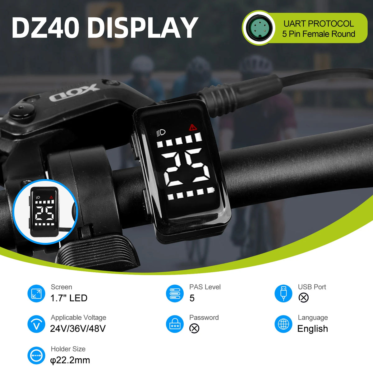 Varstrom UART E-Bike Display - EKD01 Bluetooth / SW2-M58 Color / DZ40 Mini / Bafang DPC18 - Bafang BBS/Hub Compatible, IP67-IP68, 12V-60V, 1-Year Warranty