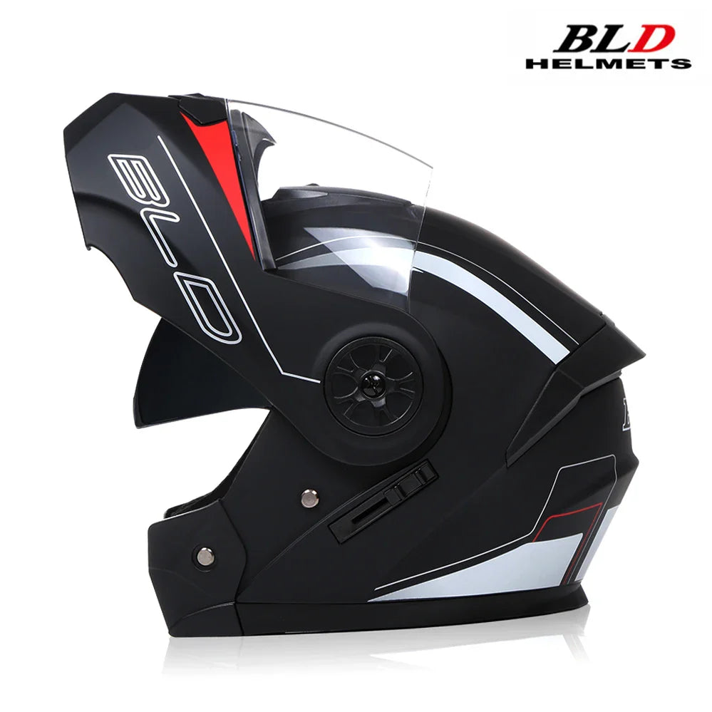 BLD Personalised Motorcycle Full Face Helmet Men Women Fashion Dual Lens Helmets Motocross Racing Modular Flip Up Casco Moto