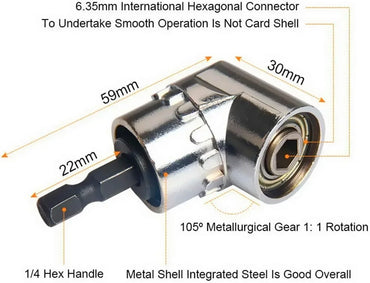 105 Degree Hex Bit Adapter Adjustable Right Angle Screwdriver Socket Holder for Drill Bits