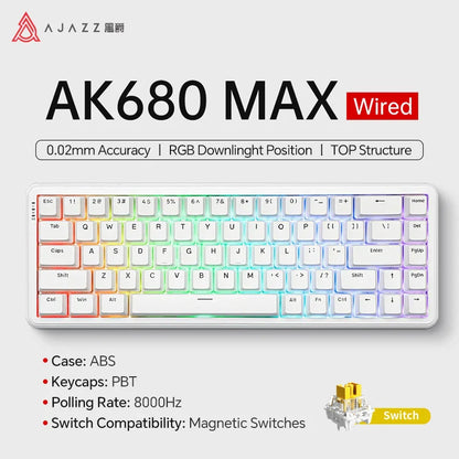 68‑Key 60% Magnetic Switch Mechanical Gaming Keyboard – Hot‑Swappable, 0.01mm Rapid Trigger, RGB Backlight, Wired USB
