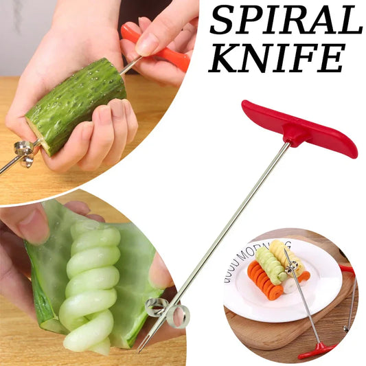 Handheld Vegetable Spiral Knife 1-Pack Stainless Steel Potato Carrot Cucumber Spiralizer Manual Veg Cutter