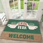 Carpet Central Perk Logo Mat Coffee Cup Printing Rug Friends TV Theme Door Mat Welcome Text Home Decoration Indoor Outdoor Use