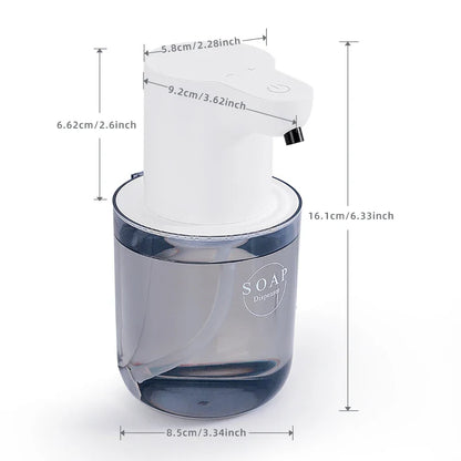 Wall-Mounted Automatic Foam Soap Dispenser 400 ml (13.5 fl oz) Rechargeable Touchless Induction Sensor for Bathroom