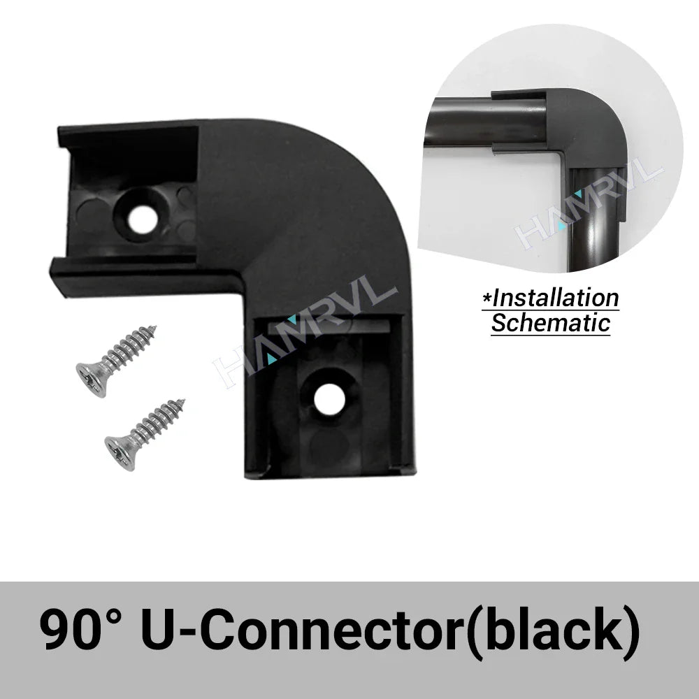 0.5m LED Aluminum Channel Kit 16x16mm - U/V/Y/W Profiles, Black or Silver, 2–30 Pack