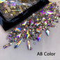 180pcs AB Flatback Glass Nail Rhinestones - Multi-Shape Gems for DIY Nail Art