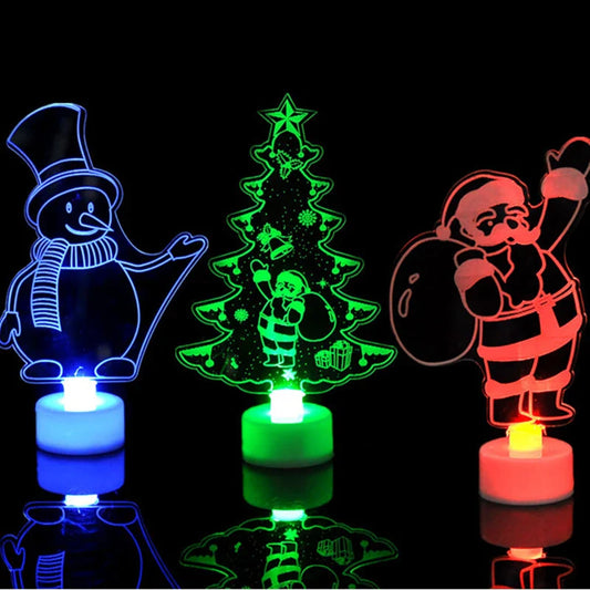 Mini LED Night Light – Snowman, Santa & Tree Color-Changing Ornament for Christmas, Parties & Home Decor (15 x 8.8 cm / 5.9 x 3.5 in)