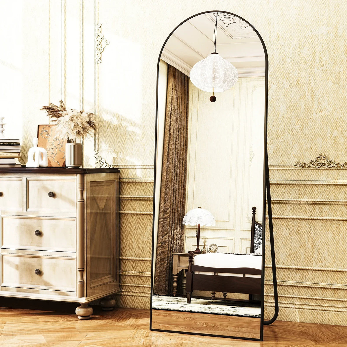 Arched Full-Length Floor Mirror – Free-Standing Full Body Mirror for Bedroom, Living Room & Dressing