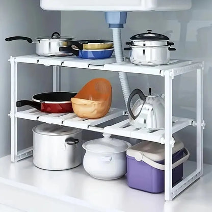 Stackable Cabinet Organizer Shelves for Kitchen & Pantry - Adjustable Under-Sink & Counter Storage