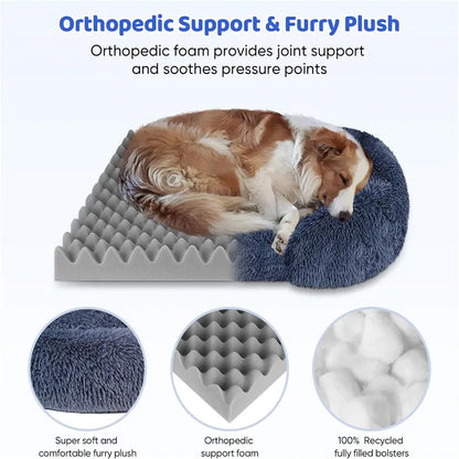 Plush Dog Bed with Removable Cover – Thickened Winter Pet Sofa Pad, Square, Small & Large