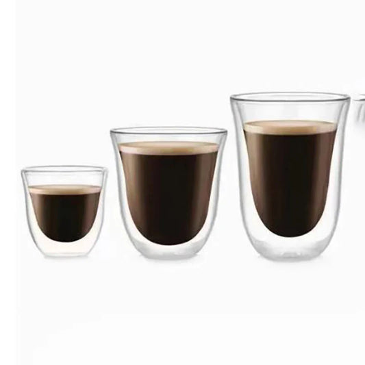 Double Wall Borosilicate Glass Cups – Heat-Resistant Clear Tea, Coffee & Whisky Cups (80ml/2.7oz, 240ml/8.1oz, 300ml/10.1oz) – 1/2/4-Pack