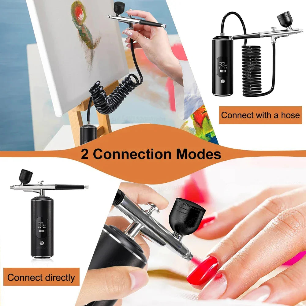 Portable Airbrush with Compressor - Mini Spray Gun for Painting, Crafts, and DIY
