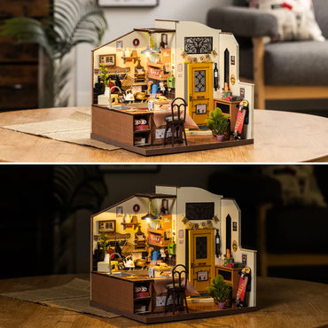 Rolife Cozy Kitchen DIY Miniature House Kit – 3D Wooden Puzzle Dollhouse, LED Lighting