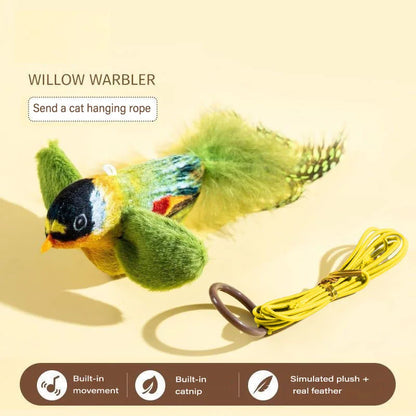 Interactive Feather Bird Cat Toy — Wall-Hanging Sounding Cat Teaser with Catnip
