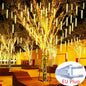50cm (19.7in) 8-Tube LED Meteor Shower Rain String Lights - EU Plug Outdoor Fairy Garden Lights for Wedding & Christmas