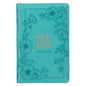 KJV Holy Bible, Standard Size Faux Leather Red Letter Edition - Thumb Index & Ribbon Marker, King James Version, Teal Floral Zipper Closure - Leather